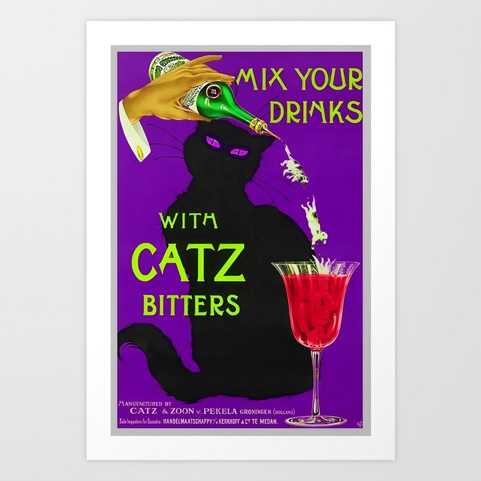 Mix Your Drinks with Catz (Cats) Bitters Aperitif Liquor Vintage
