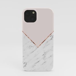 Peony blush geometric marble iPhone Case | Stone, Copper, Pattern, Fauxfoil, Graphicdesign, White, Natural, Beige, Geometric, Rosegold 