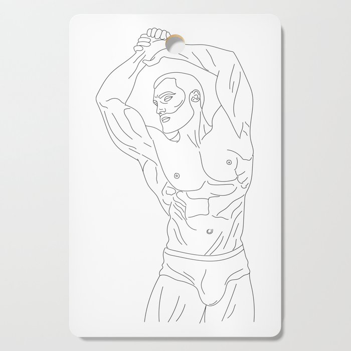 Handsome male athlete with a naked torso. Cutting Board