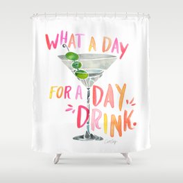 What a Day for a Day Drink – Melon Typography Shower Curtain