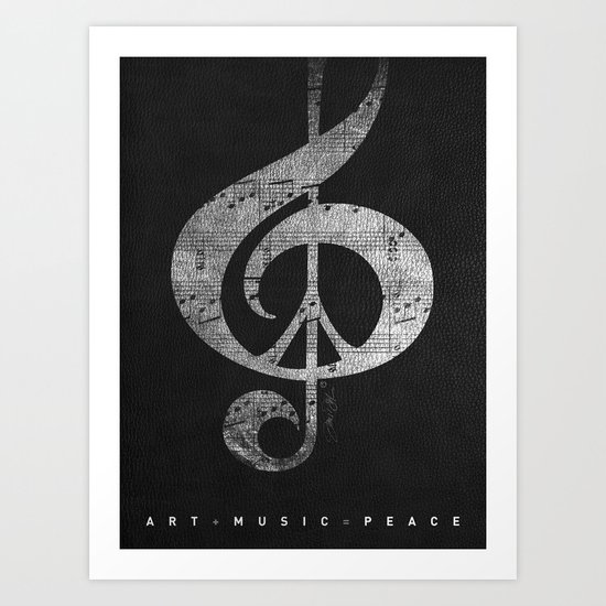 Music & Peace Black Leather Art Print