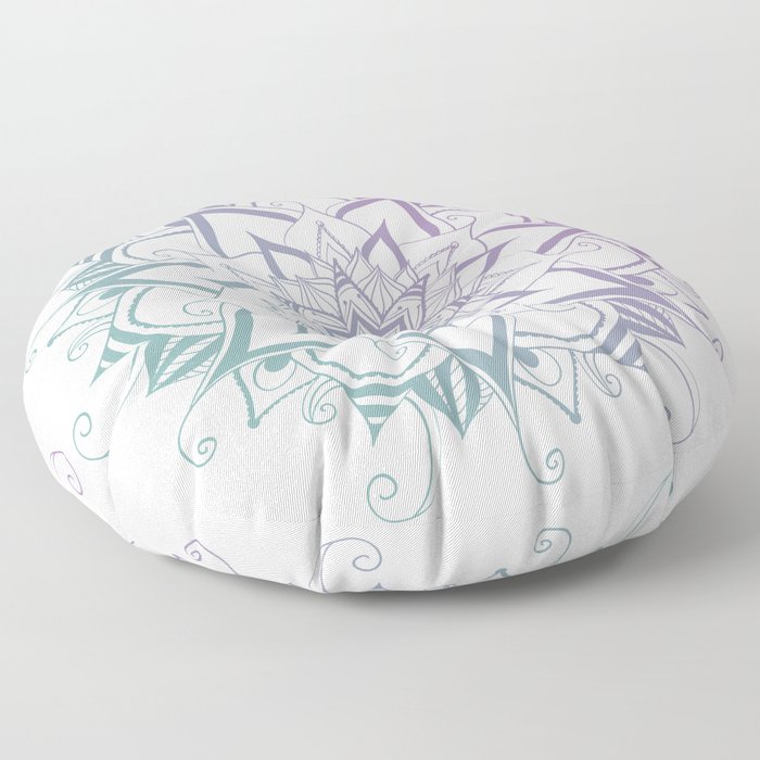 Mandala purple blue By Sonia H. Floor Pillow