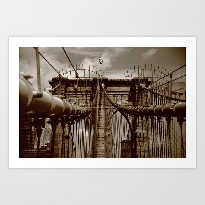 Brooklyn Bridge - New York City 2009 #4 Sepia Art Print