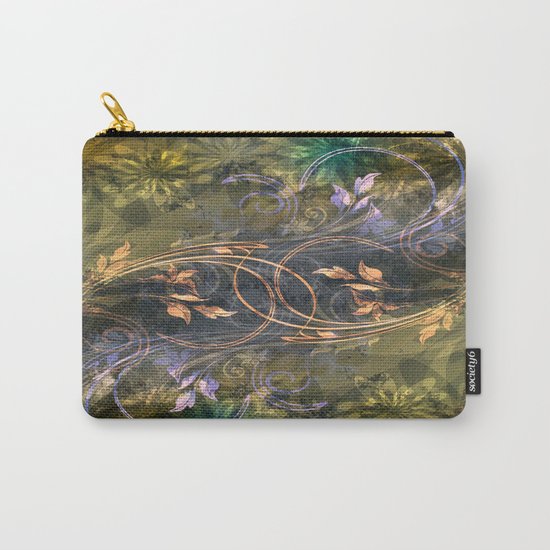 Earth Tone Floral Leaf Swirl Abstract Carry-All Pouch