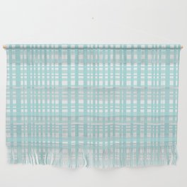 Woven Plaid Pattern in Pale Teal Blue Wall Hanging