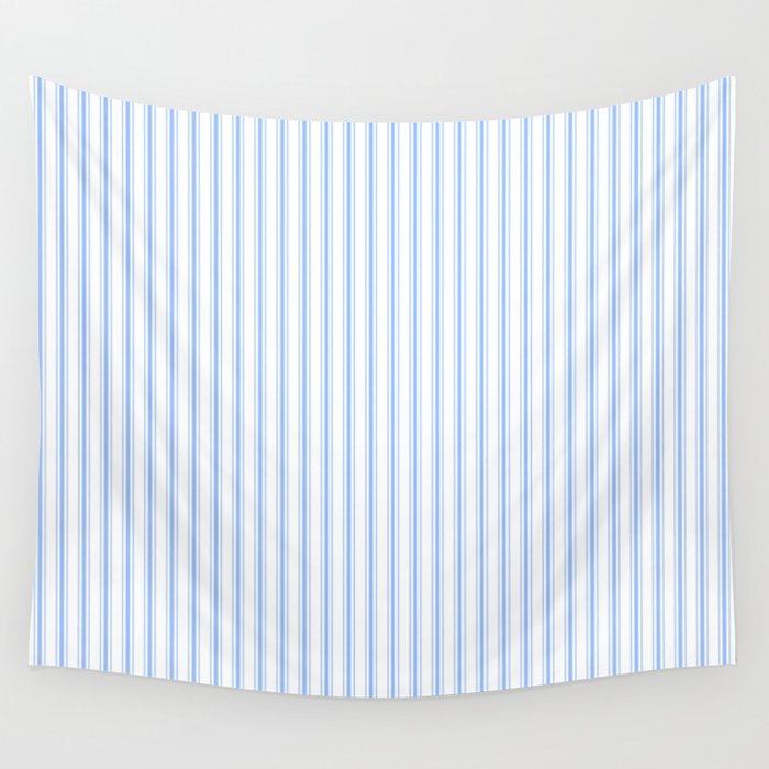 Mattress Ticking Narrow Striped Pattern in Pale Blue and White Wall Tapestry