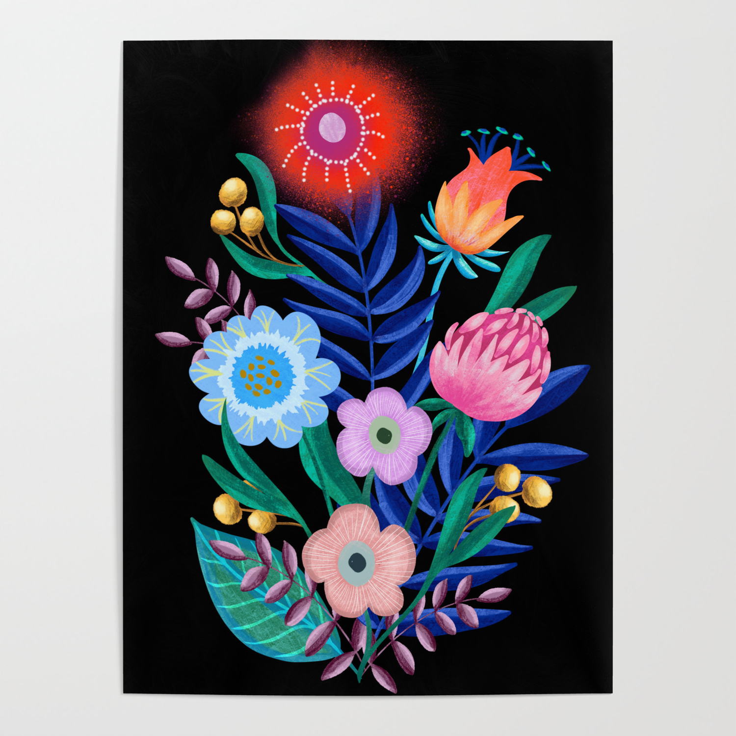 Folk Art Flowers Poster by DoraDemeArt | Society6