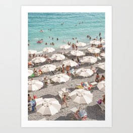 Amalfi Coast Beach Umbrella Photo | Italian Summer In Pastel Colors Art Print | Italy, Europe Travel Photography Art Print