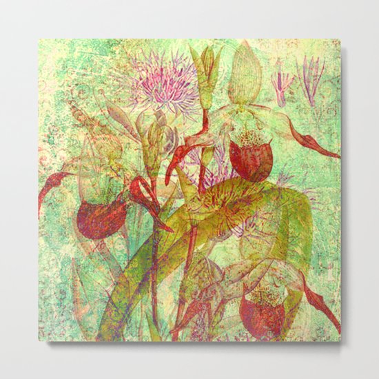 abstract floral with red Metal Print