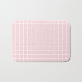 Pale pink - pink color - White Lines Grid Pattern Badematte | Minimalistic, Minimal, Makeitcolorful, Cute, Color, Pattern, Colorful, Palepink, Pink, Abstract 
