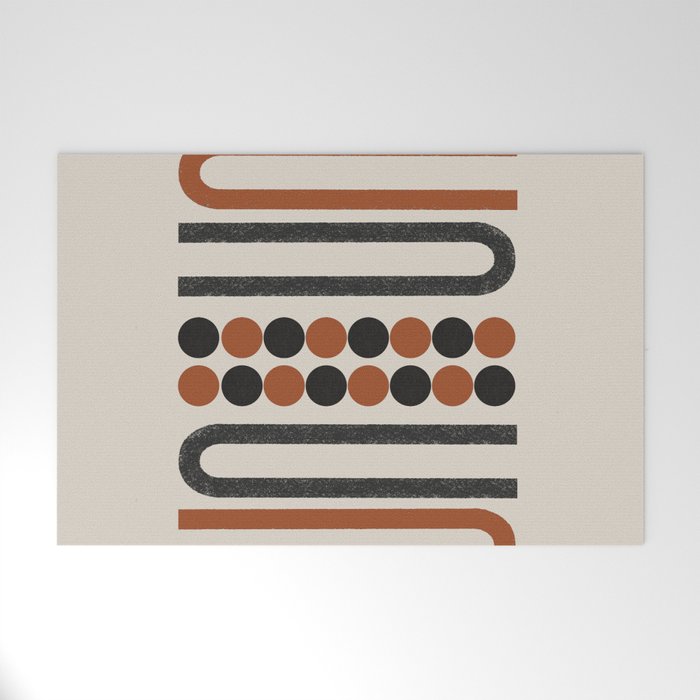 Abstract Modern Lines, Burnt Orange Art Welcome Mat