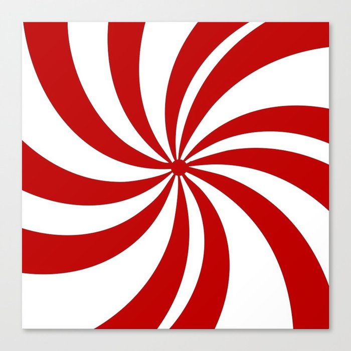 festive winter holiday candy land red and white lollipop candy swirls Canvas Print