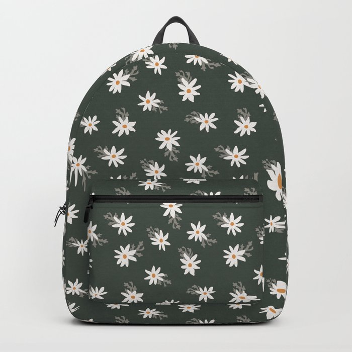 springtime daisies// forest green // by Ali Harris Backpack
