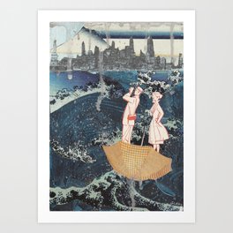 Tourists (After Hokusai) Art Print
