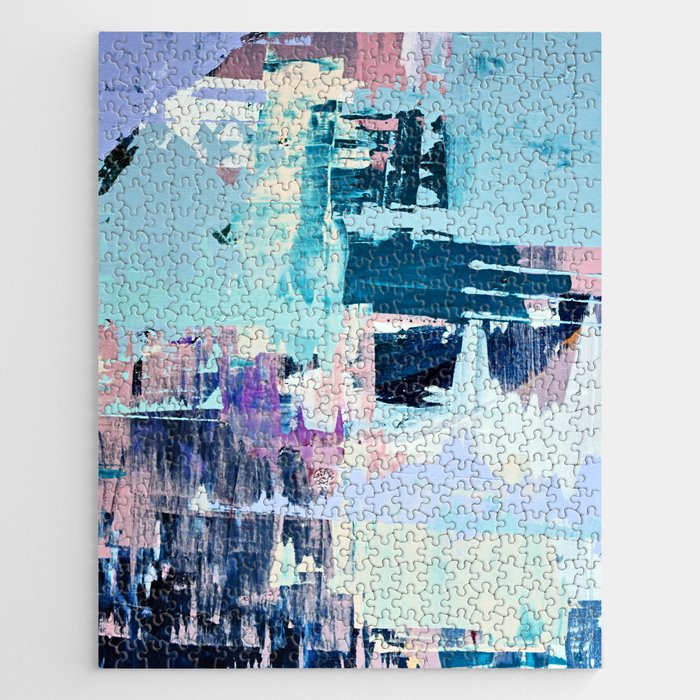 February Morning: a vibrant abstract painting in blue and purple by Alyssa Hamilton Art  Jigsaw Puzzle