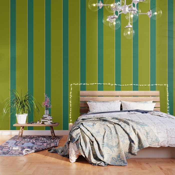 Spring 2 tones Lime green & Teal Wallpaper