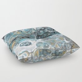 Turquoise White Gold Faux Marble Granite Floor Pillow