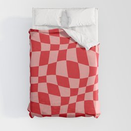 Warped Checkered Pattern (red/pink) Duvet Cover