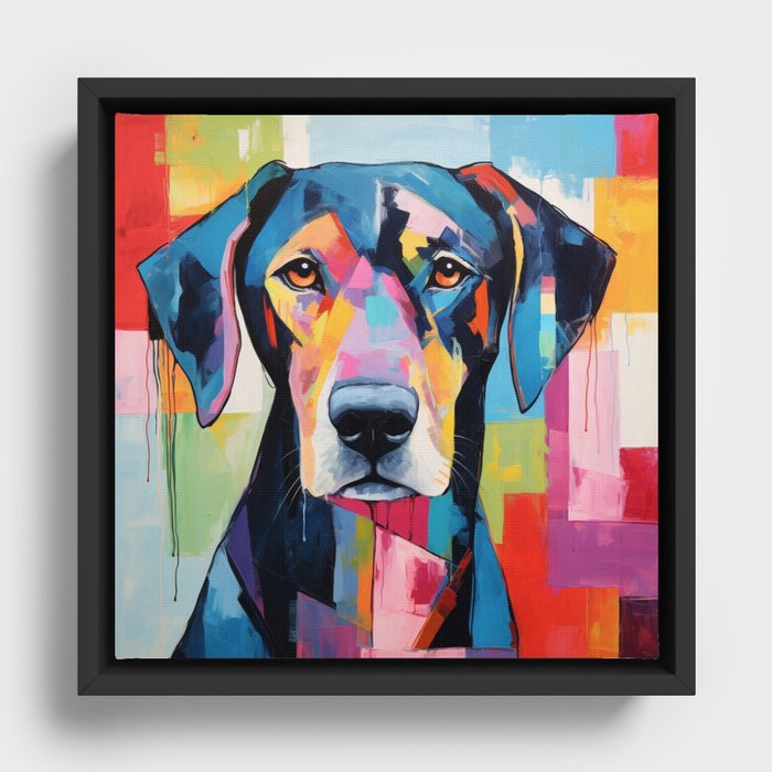 Abstract Dog Framed Canvas