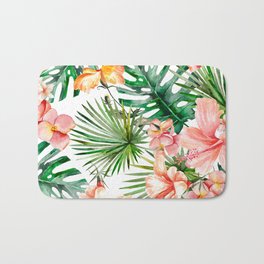Tropical Jungle Hibiscus Flowers - Floral Bath Mat