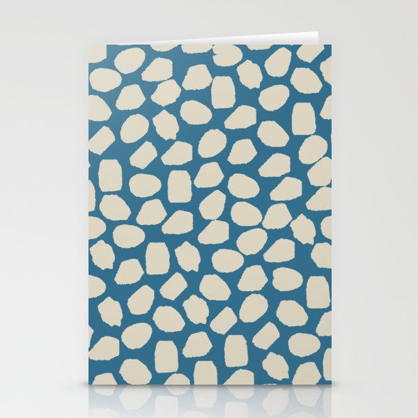 Ink Spot Pattern in Boho Blue and Beige Stationery Cards