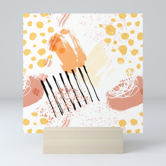 Mid Century Modern Abstract Blush and Gold Pattern IV Mini Art Print