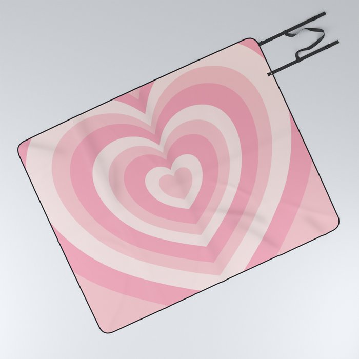 Pink Love Hearts Picnic Blanket