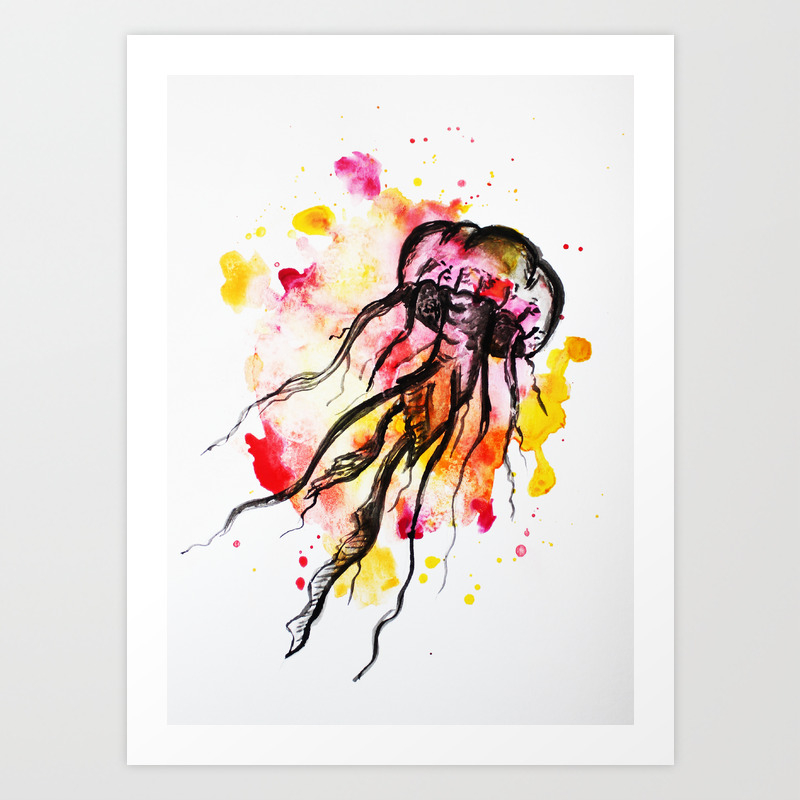 Watercolor Jellyfish Art Print By Trinitybennett Society6