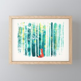 Fox in quiet forest Framed Mini Art Print