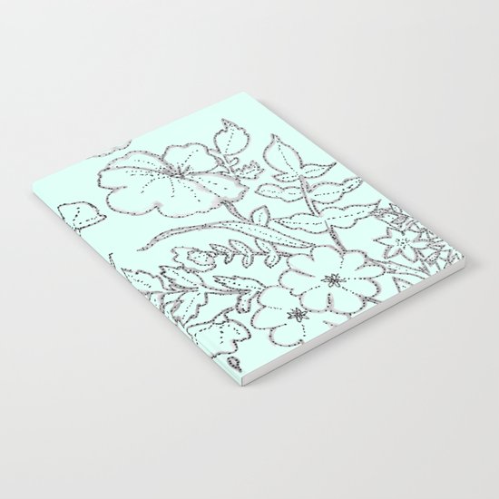 Dotted Floral Scroll in Mint and Grey Notebook