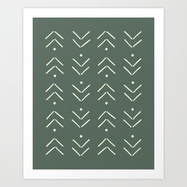 Arrow Lines Pattern in Forest Sage Green Art Print