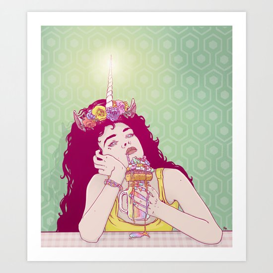 Unicorn Freakshake Lady Art Print