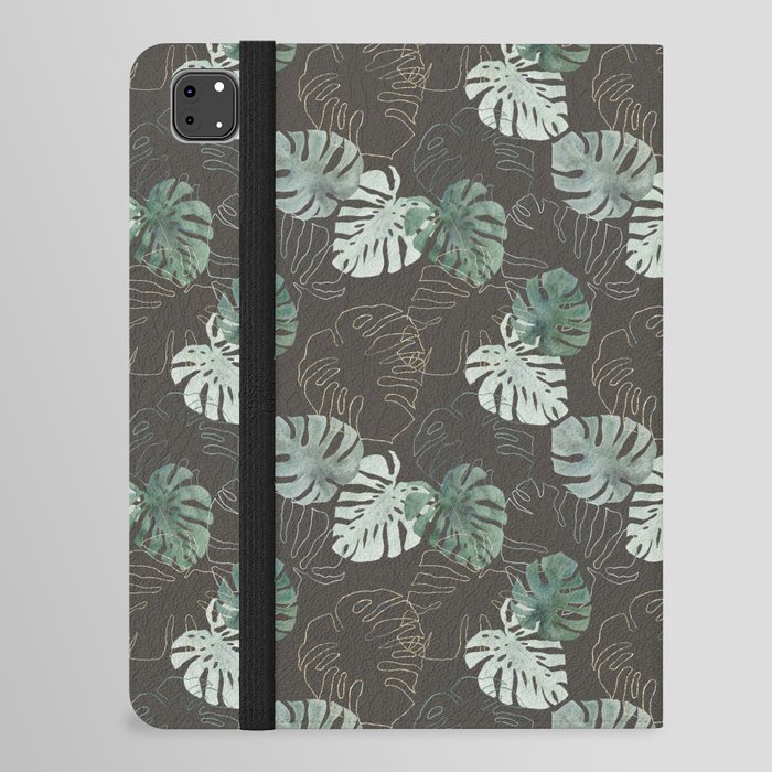 Tropical Monstera Leaves Pattern iPad Folio Case