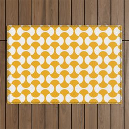 Yellow and white mid century mcm geometric modernism Outdoor Rug
