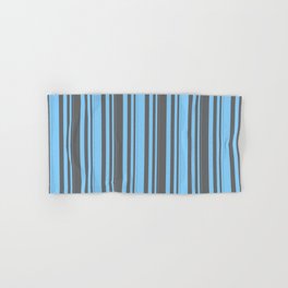 [ Thumbnail: Light Sky Blue and Dim Grey Colored Pattern of Stripes Hand & Bath Towel ]