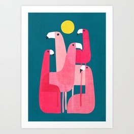 Pink flamingoes Art Print