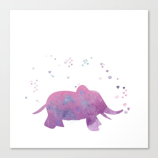 Love is in the air - Elephant animal watercolor illustration Canvas Print