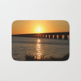 7 Mile Bridge Bath Mat | Ocean, Florida, Sun, Digital, Sky, Reflection, Sunset, Light, Water, Bridge 