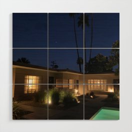 Palm Springs At Night Wood Wall Art