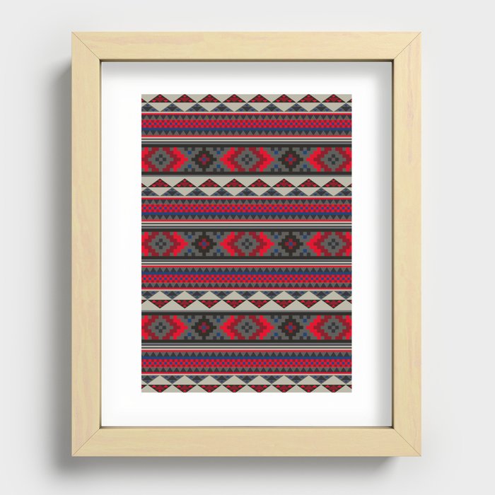 Navajo blanket pattern- red Recessed Framed Print
