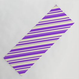 [ Thumbnail: Purple & Light Yellow Colored Stripes/Lines Pattern Yoga Mat ]