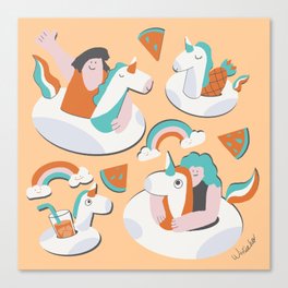 Amusing unicorn float Canvas Print
