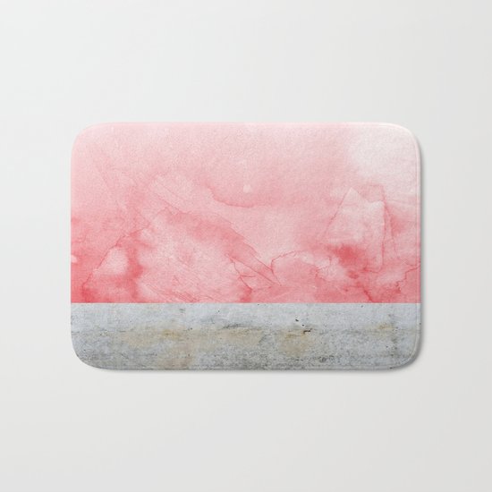Concrete and Pink Bath Mat