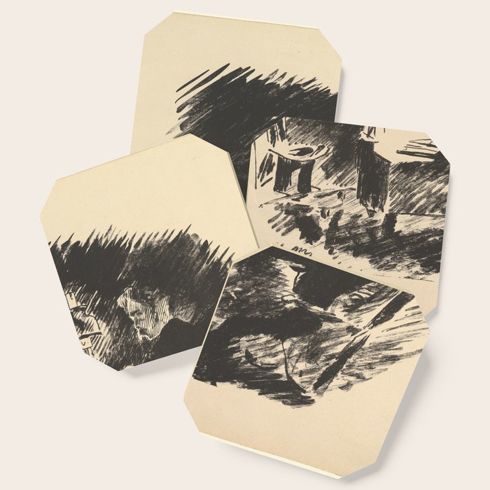 Once Upon a Midnight Dreary. Illustration to The Raven by Edgar Allan Poe,1875 Coaster by