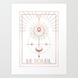 Le Soleil or The Sun Tarot White Edition Art Print