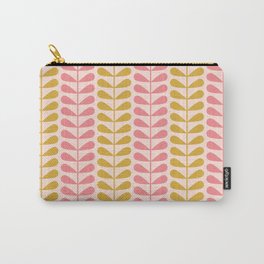 Vintage Mid-century Modern Abstract Botanical Pattern, Retro Mod Palm Springs Style in Blush Rose Pink and Gold Carry-All Pouch