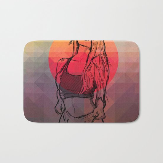 Geometric Sexy Girl Sketch Bath Mat