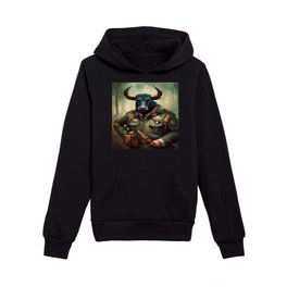 Bull dressed as a Forest Ranger No.1 Kids Pullover Hoodie