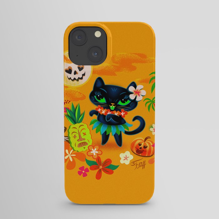 Hulaween Kitty with Tiki Pineapple iPhone Case