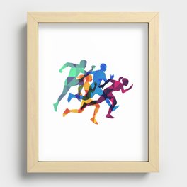 Colored silhouettes runners Recessed Framed Print